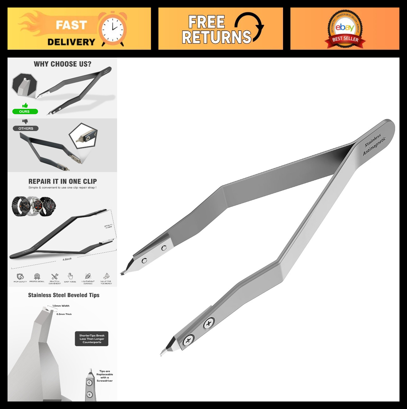 Watch Spring Bar Tool, Tweezer & Plier for Watch Repair, Spring Bar Removal Tool