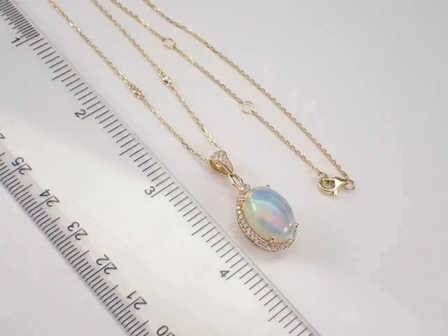 3.20Ct Oval Cut Lab Created Fire Opal Halo Pendant 14K Yellow Gold Plated Silver