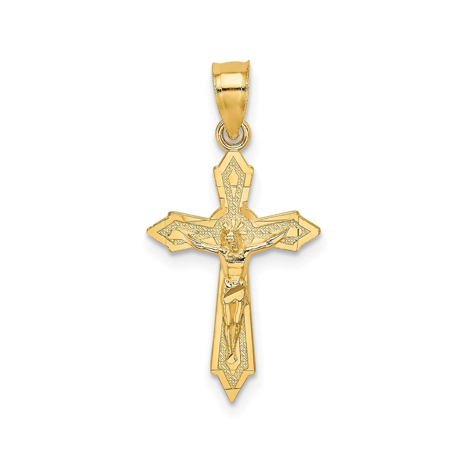 10k Real Gold Crucifix Cross Pendant Jesus Religious Necklace for Men Women