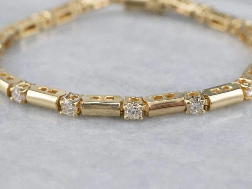 14K Yellow Gold Finish 4Ct Diamond Round Cut Lab Created Women’s Tennis Bracelet