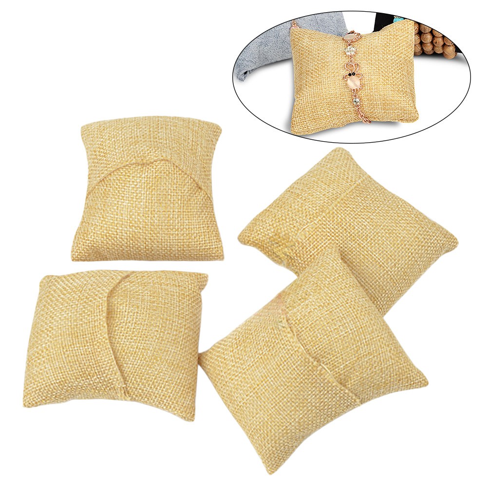 6Pcs Light Yellow Jewelry Pillows Soft Durable Bracelet Watch Display Stand