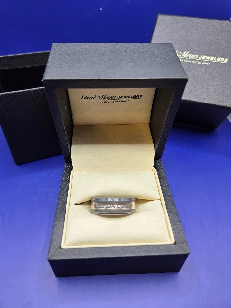 Men’s Size 8 Wedding Ring 9 Diamonds Triton Tungsten Carbide .925 Get it first