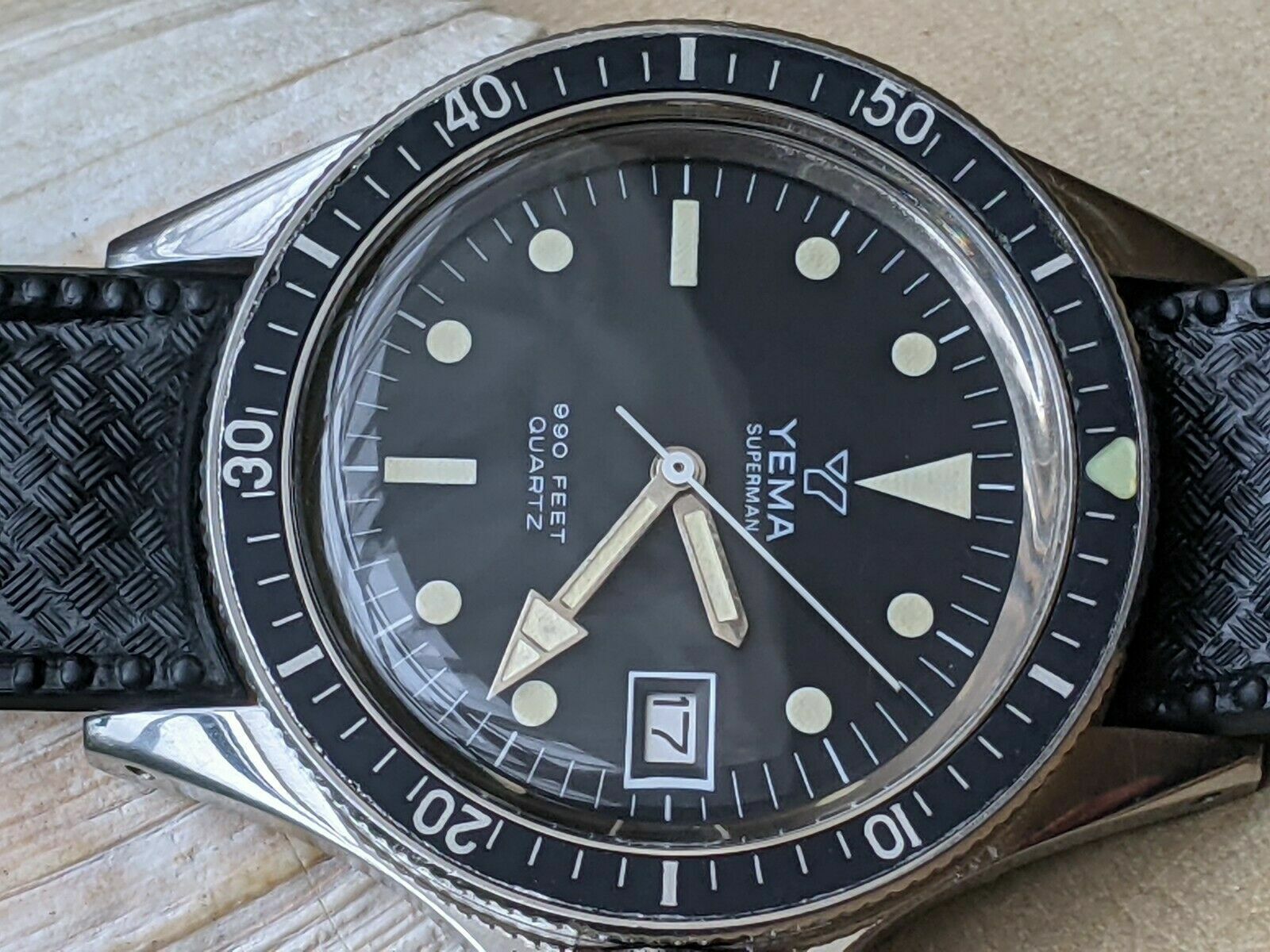 Vintage Yema Superman 30 ATM Quartz Diver w/Pristine Dial,All SS Case,Serviced