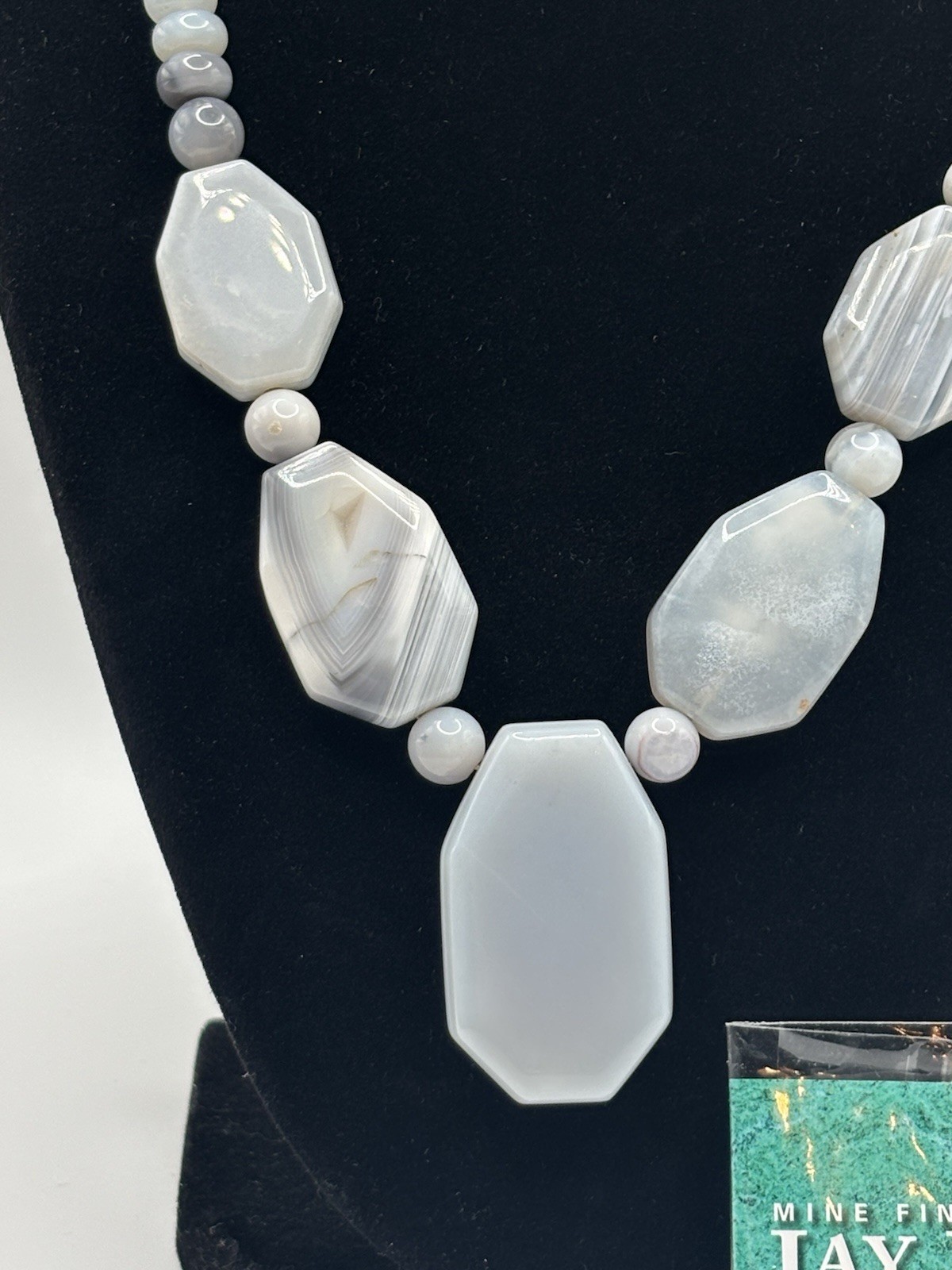 DTR Mine Finds by Jay King Gray Lace Agate Sterling Silver Necklace