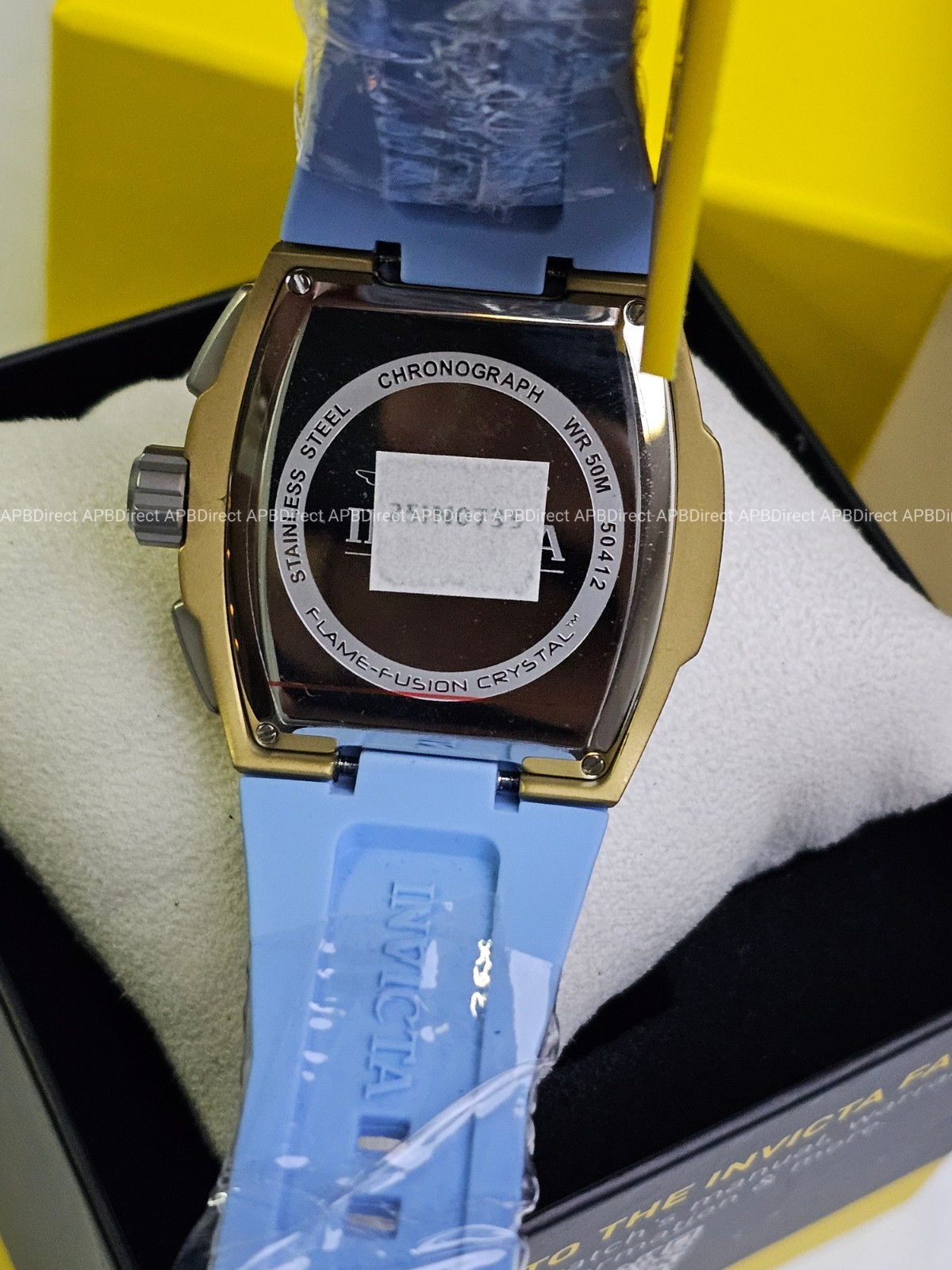 Invicta RACING – Chronograph Gold / Light Blue Flame-Fusion Crystal Mens Watch