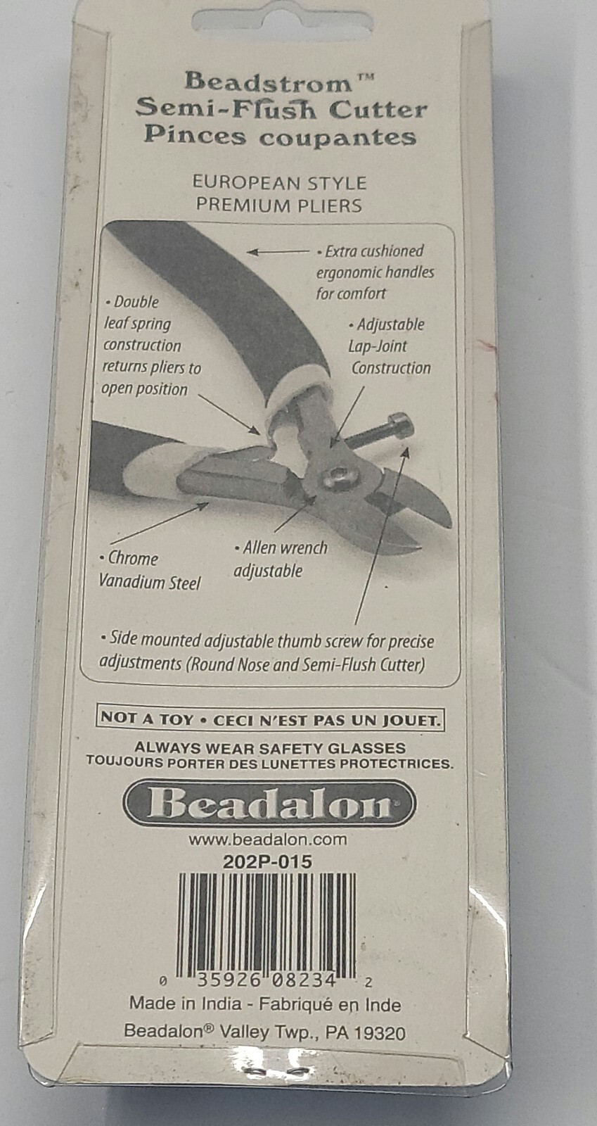 Beadalon Beadstrom Semi-Flush Cutter Chrome Vanadium Steel Blue Handle