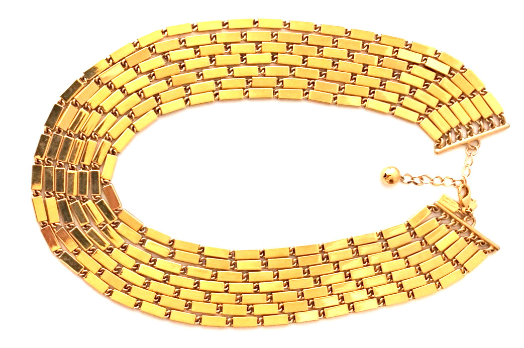 KATE SPADE New York Gold Tone 7 Strand Collar Necklace Statement Signed 19.5″