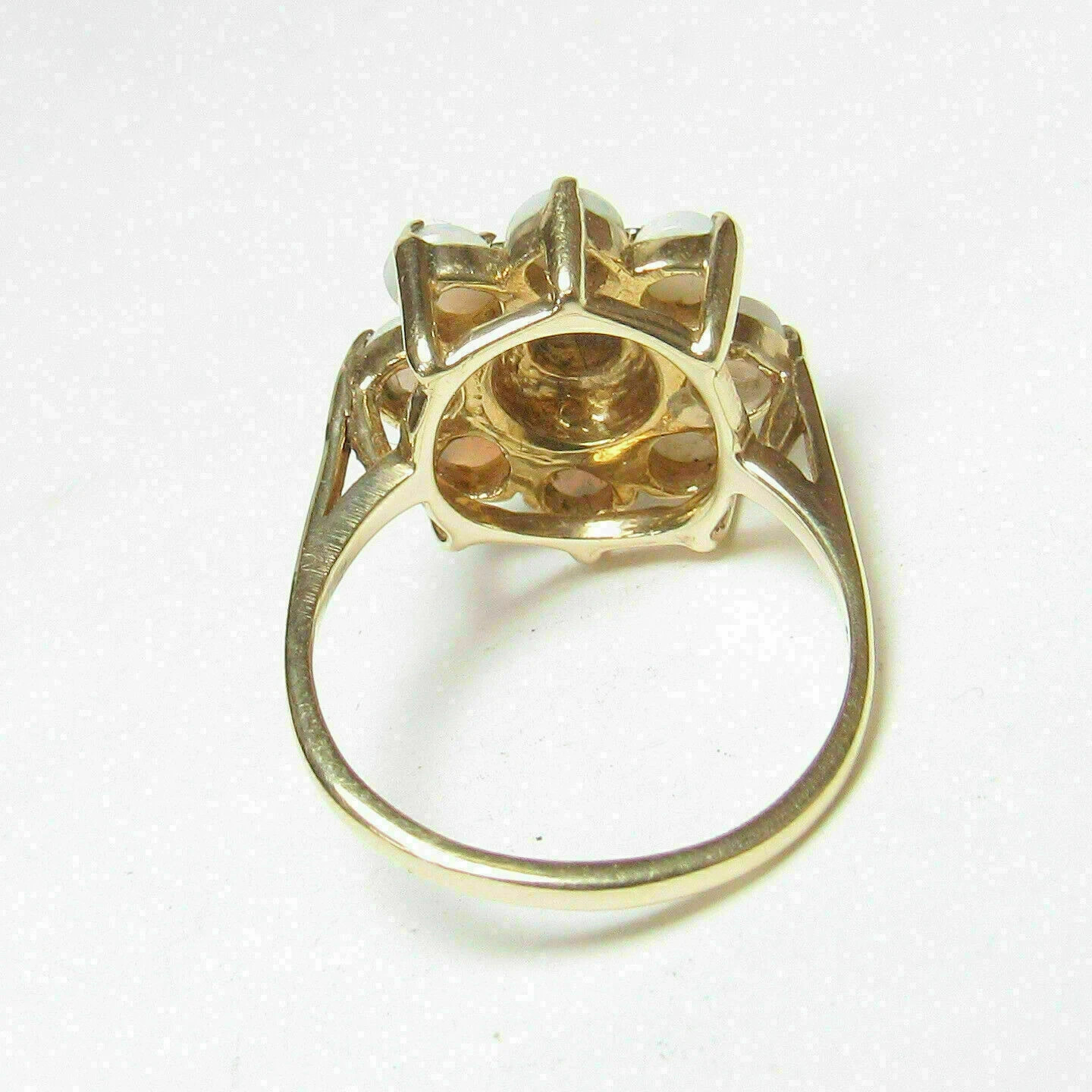 Beautiful 1.70Ct Round Cut Fire Opal Flower Engagement Ring 14K Yellow Gold Over
