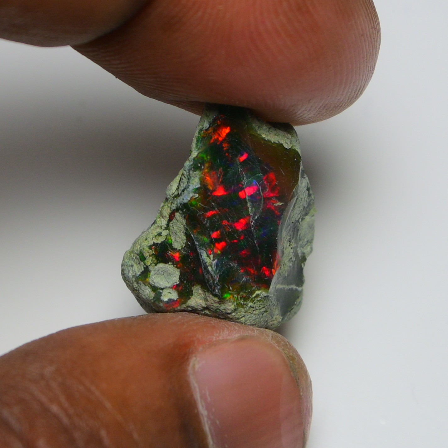 12ct Natural Black Opal Rough Ethiopian, Fire Opal Gemstone, 20x16MM Welo Opal