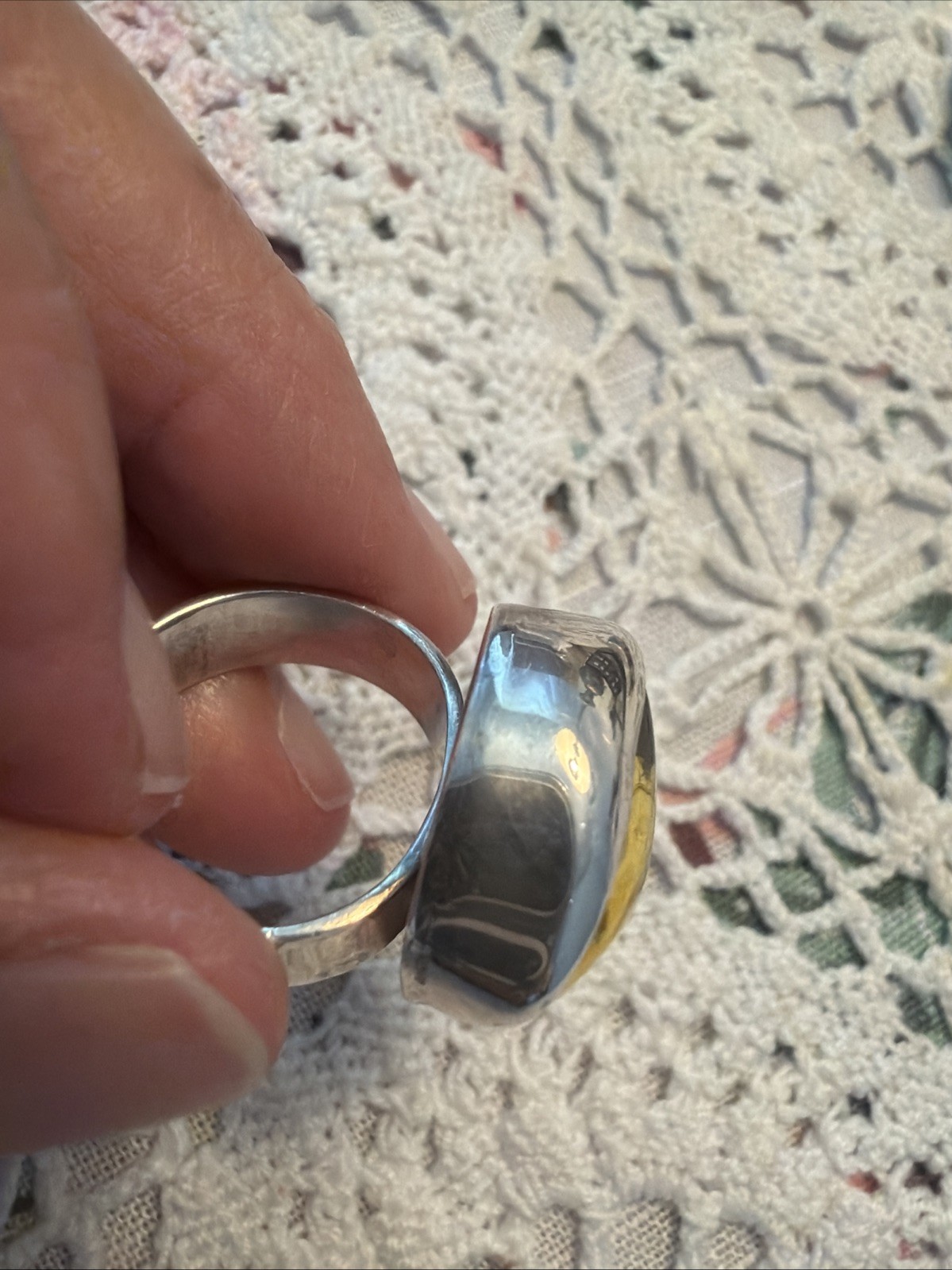 Vintage Baltic Green Amber Ring 925 Sterling Silver Size 8 1/2 – 13 Grams