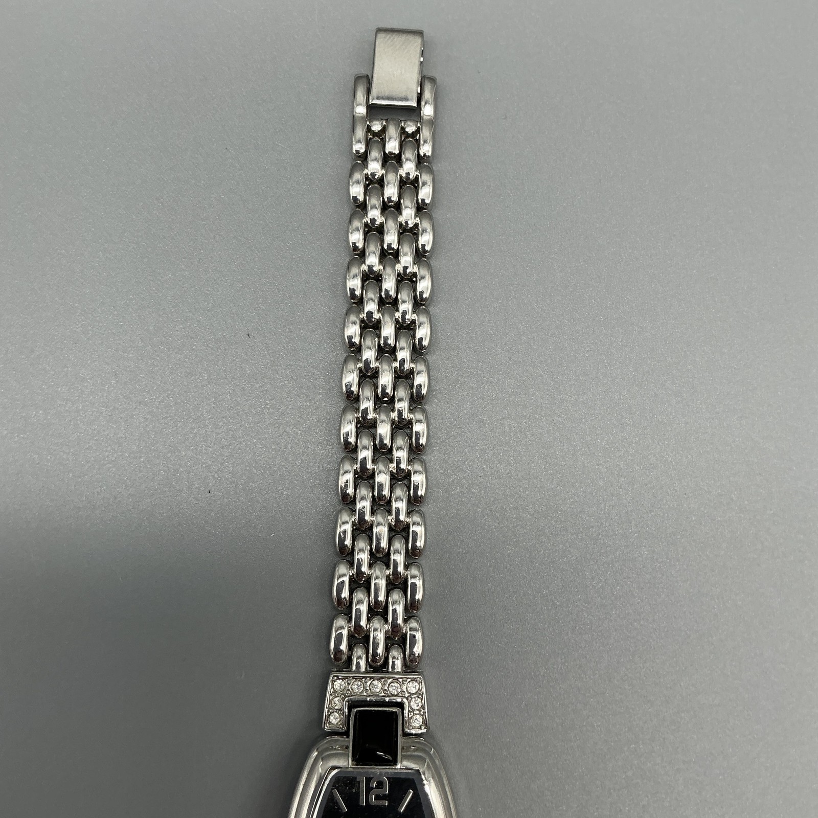 Charter Club Womens Watch 20mm Black Dial Silver Tone Bracelet New Battery 7.25″