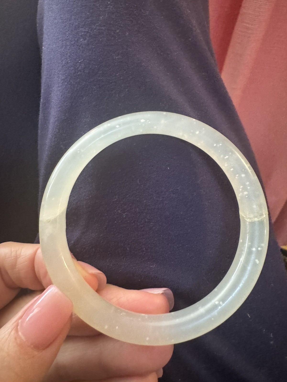 Natural Icy White Jadeite Bangle Bracelet – Authentic Burmese Ice Jade 63.5mm