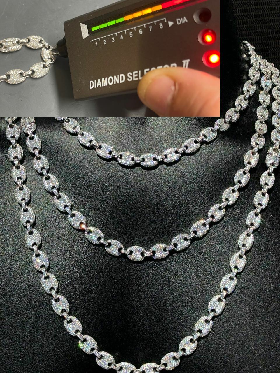 Puff Gucci Link Chain Out ICED Moissanite Pass Diamond Test 925 Silver 8mm Thick