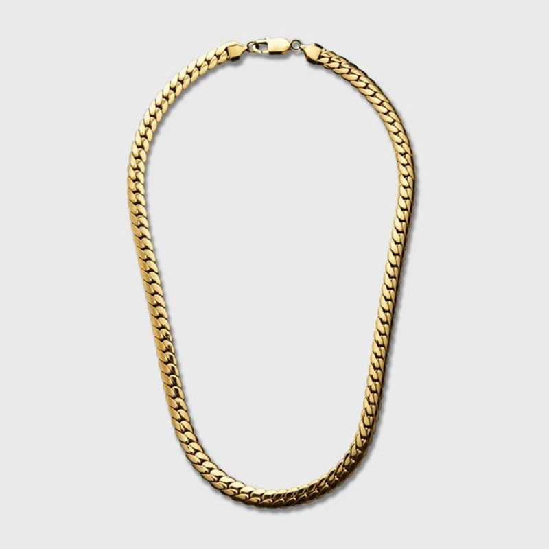 18K Yellow Gold Filled Tarnish-Free 24″ 8mm Mens Flat Snake Chain Necklace D130