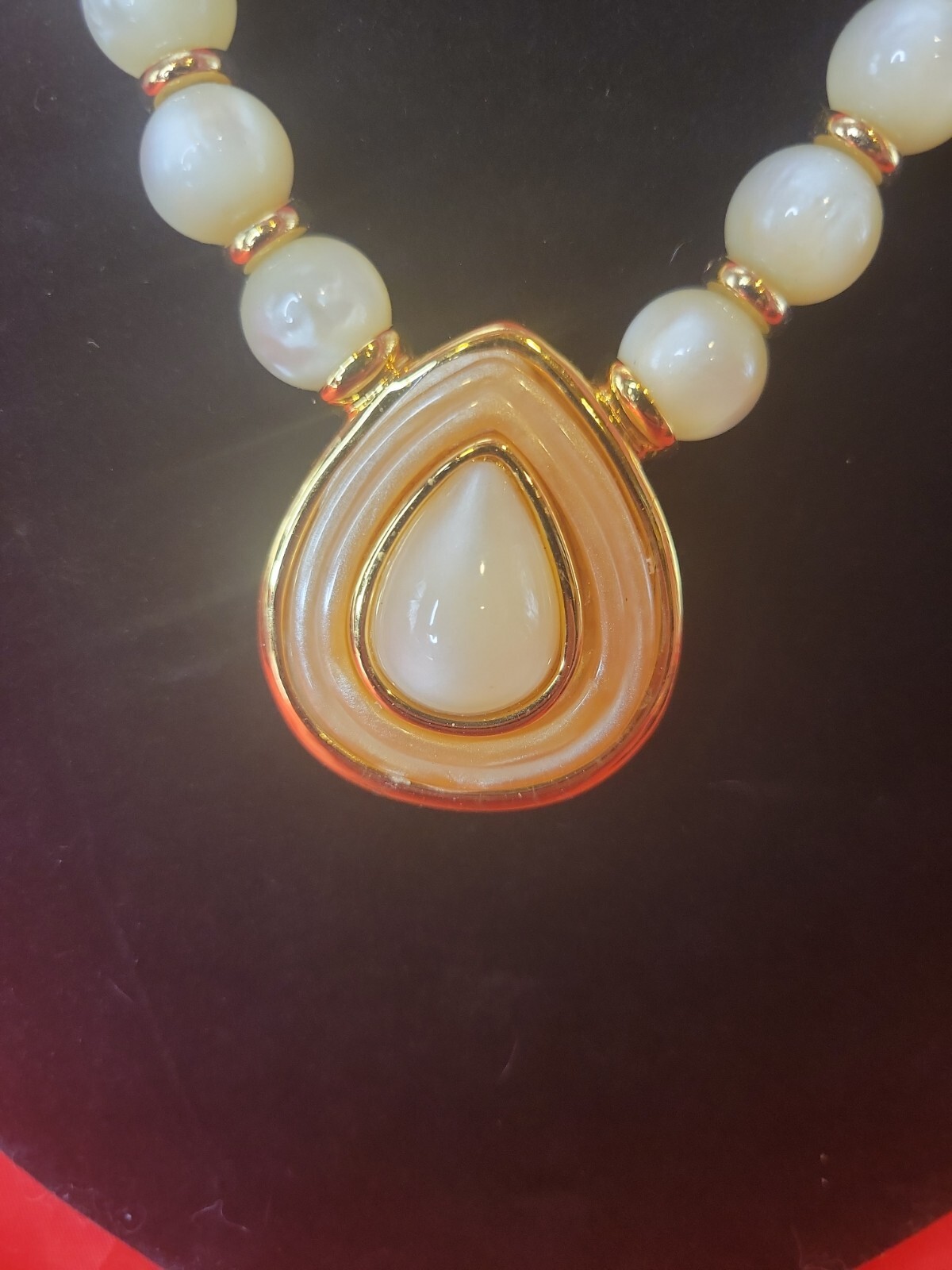 Napier Lucite Necklace Moonglow Pendent 1970s