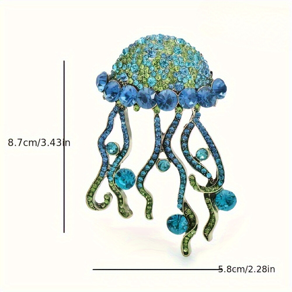 1pc Shiny Jellyfish Brooch for Women Two Color Sparkling Ocean Animal Brooch