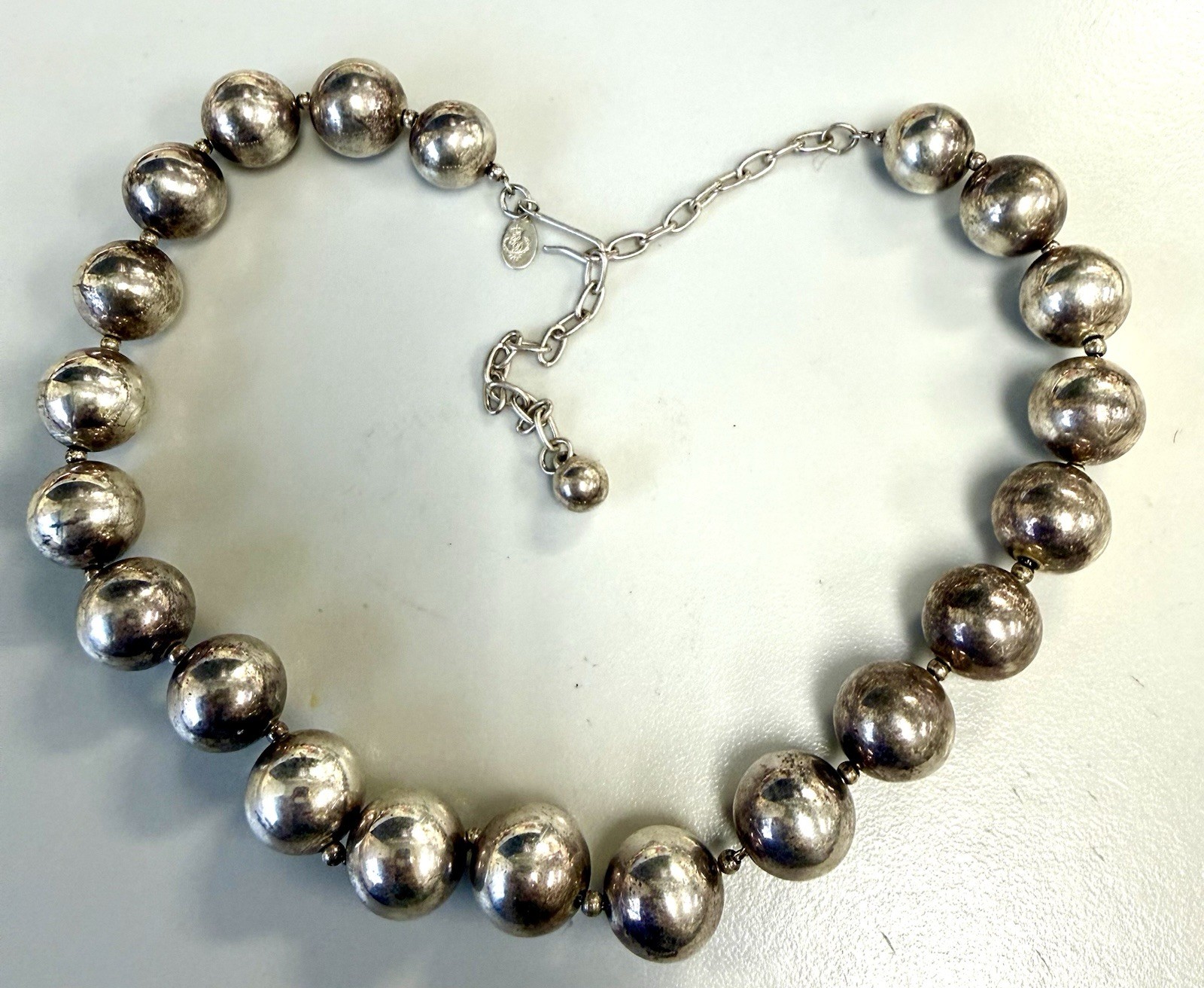 VTG.Premier Designs Sterling Silver Graduated Bead Necklace 54.46g Southwestern