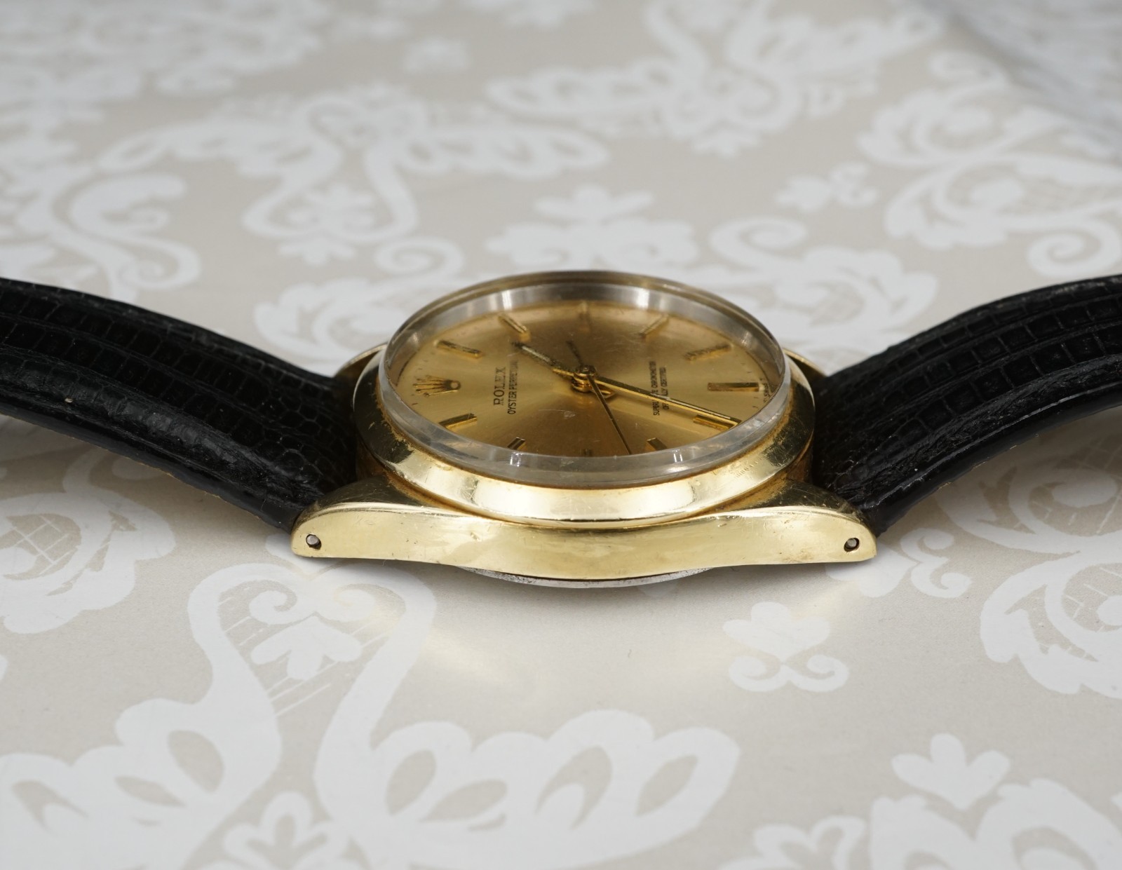 Rolex Oyster Perpetual 14k Capped Watch Leather 34mm Automatic 1024 1967 W1325