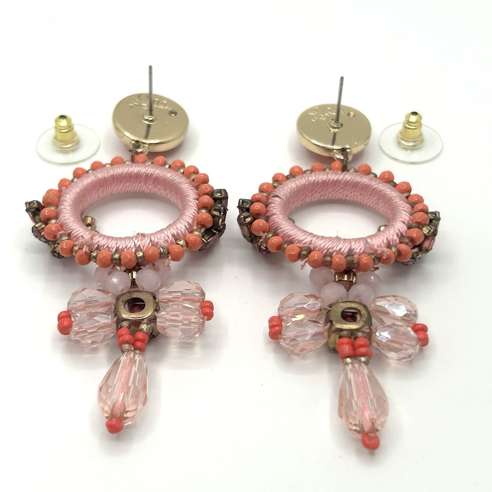 LILLY PULITZER Pink Coral Spritz Paradise Petals Statement Earrings No Tassels