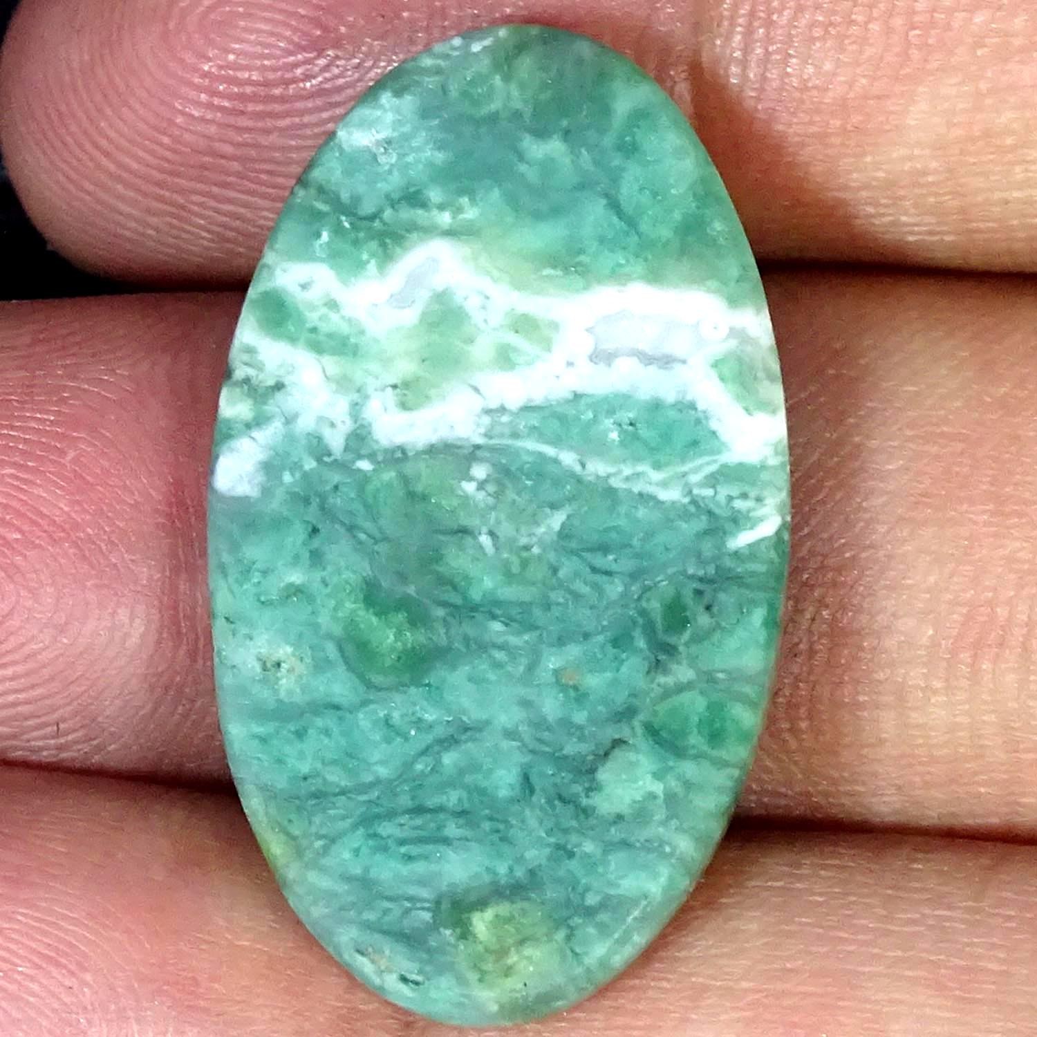 25.40Cts Natural Green Magnaprase Oval Cabochon Loose Gemstone 18X32X5MM