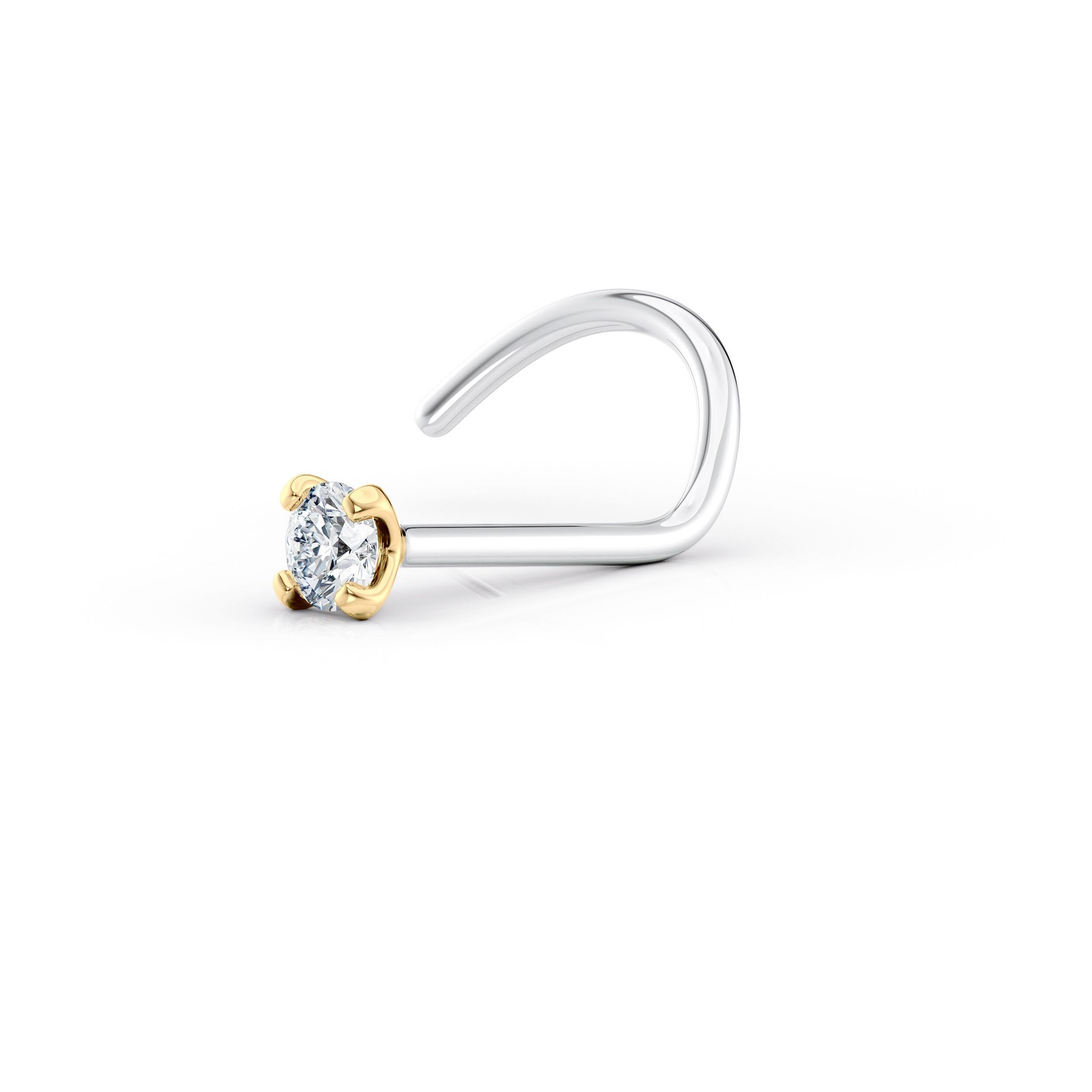 Titanium and 14K Gold 0.02 Ct Lab Grown Diamond Stud Earrings, 10 MM