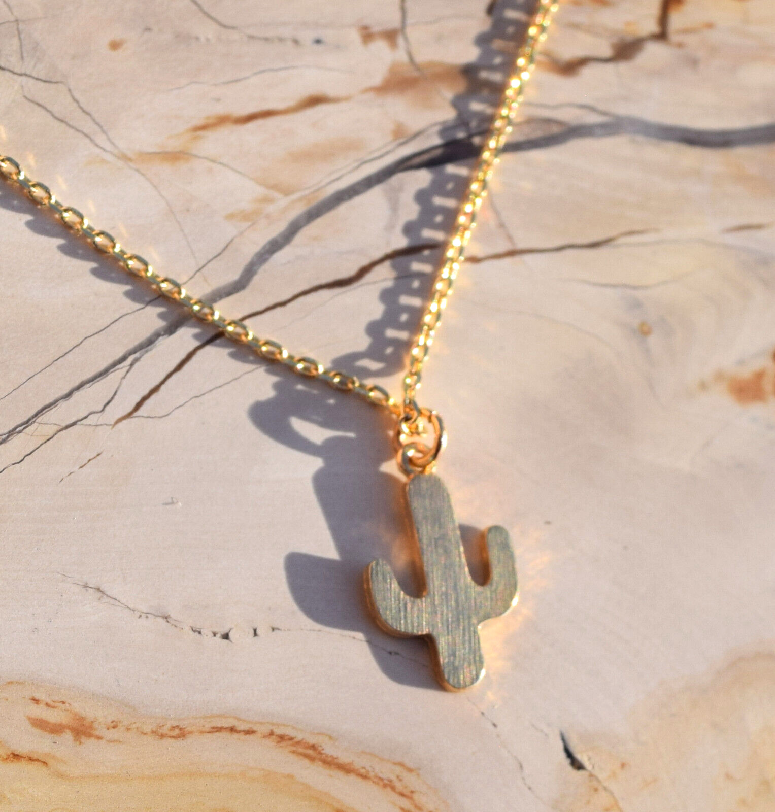Cactus Tough Dainty 18K Gold Dipped Necklace 16 Inch Lead and Nickel Free