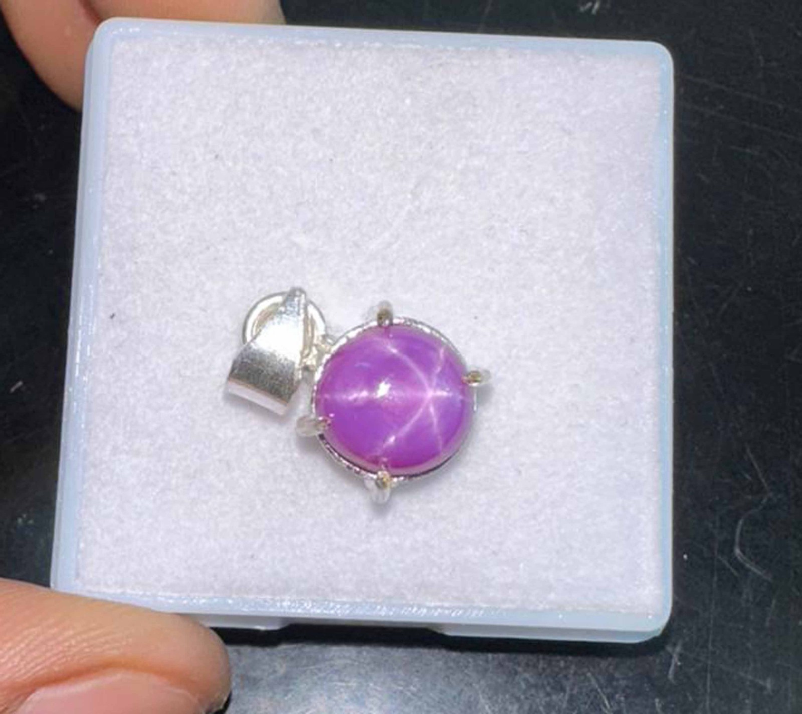 Natural 11.70 CT Purple Star Sapphire Round Cut Certified Gemstone Pendant 925