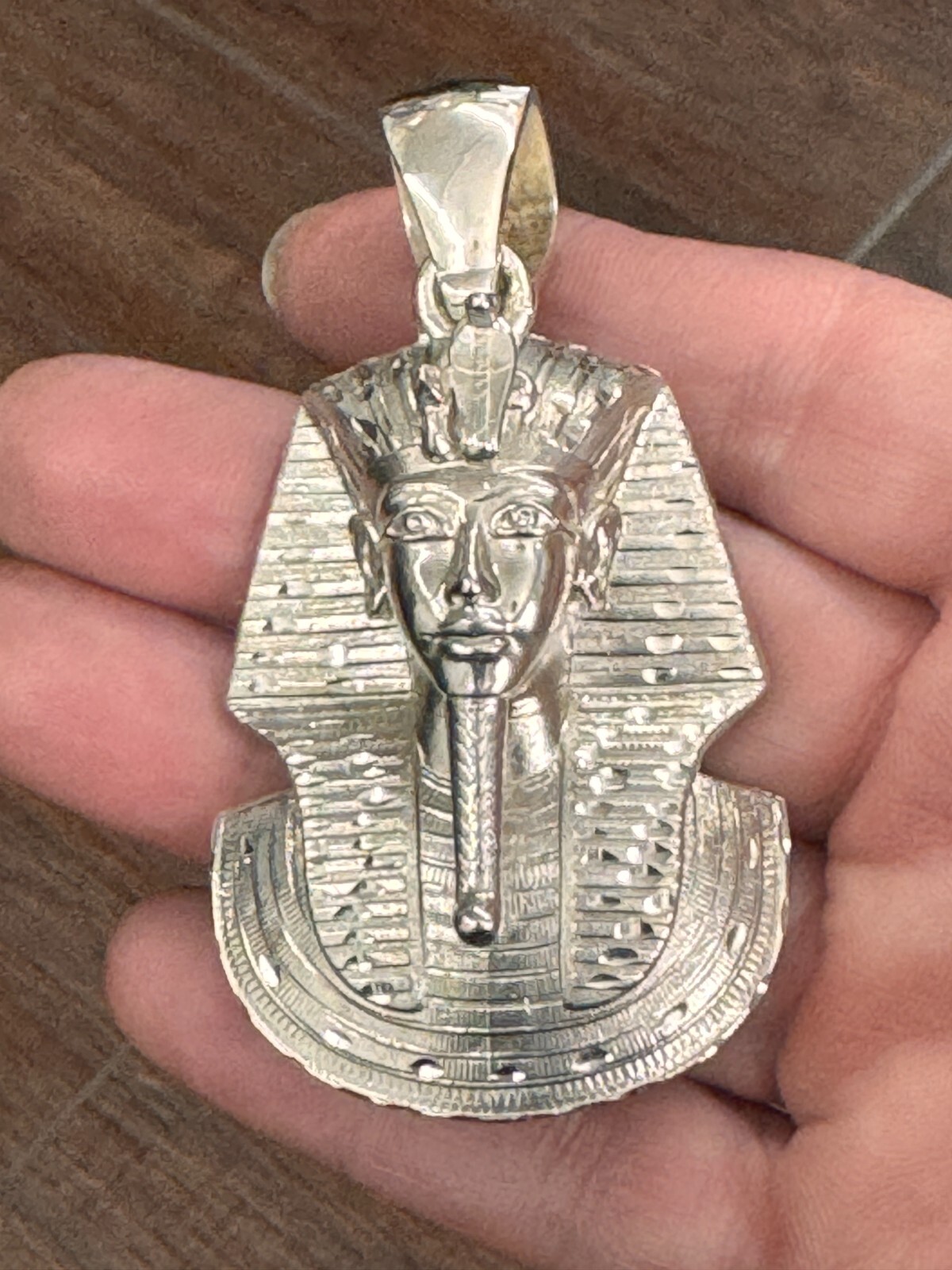 2.75″ Large Pharaoh King Tut Pendant Ancient Egypt Royalty Charm 925 45.4g