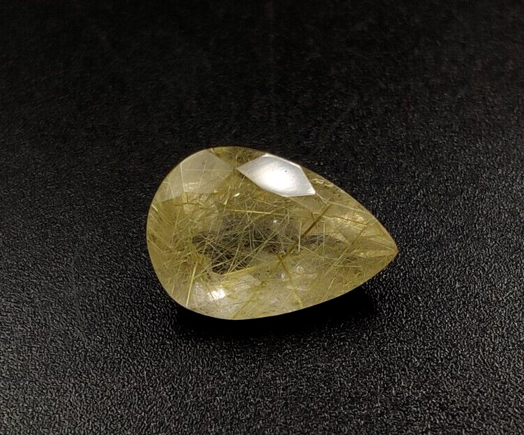 4.1 CT Golden Rutilated Quartz Pear Shape 13.3X9.10mm Faceted Cut Gemstone W64