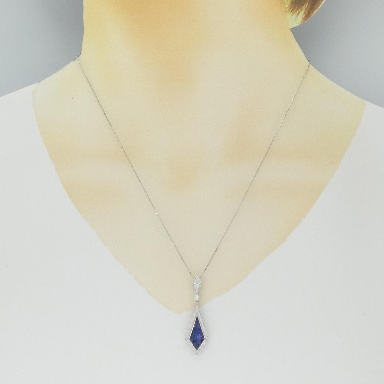 Authentic 750WG/K18WG Sapphire Necklace 1.97CT #270-004-157-7926