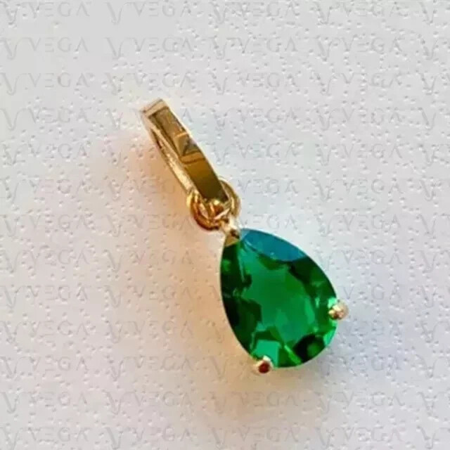 14K Yellow Gold Plated Natural Emerald 5.00Ct Pear Cut Gemstones Pendant Real