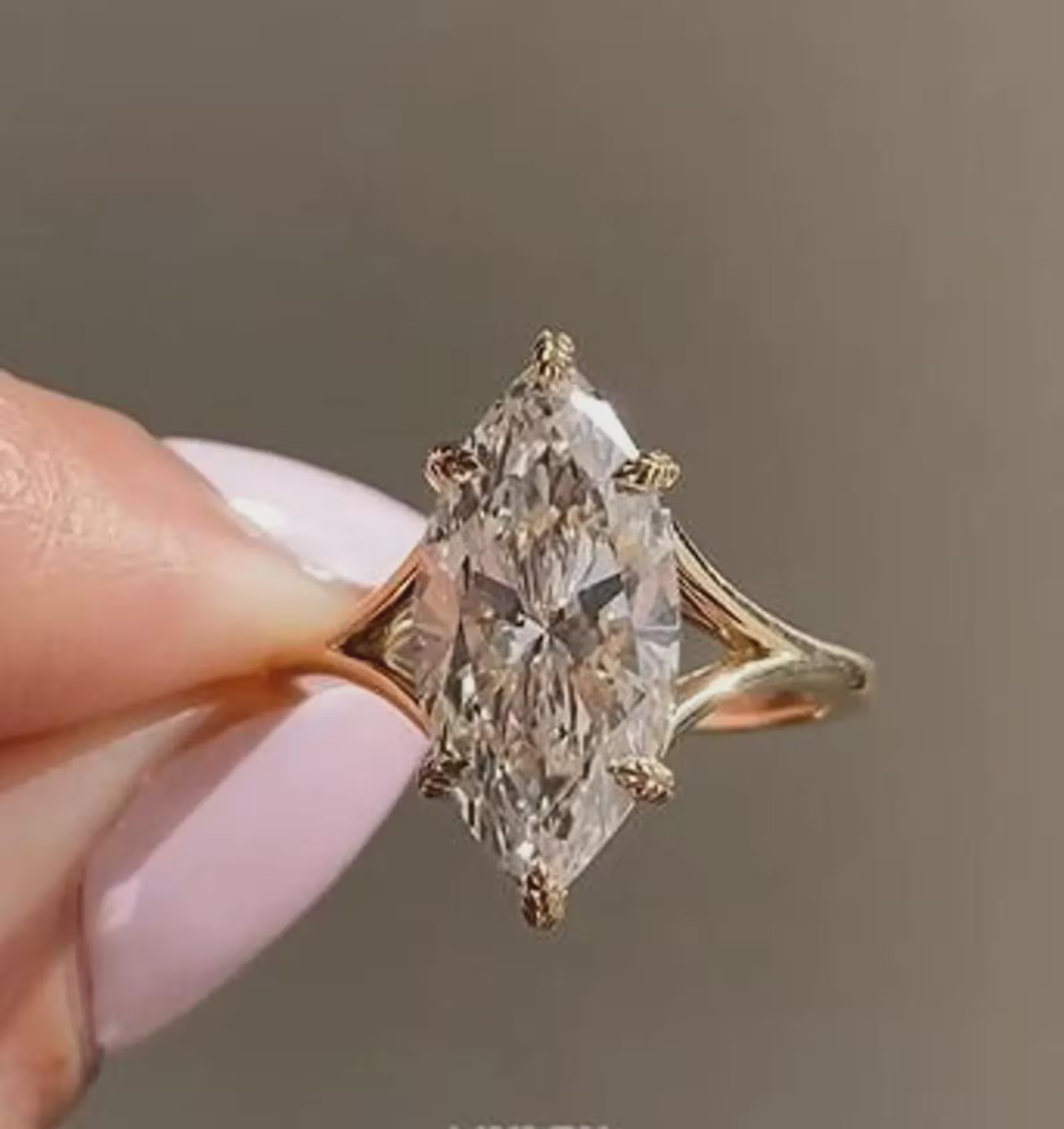 2 CT Marquise Cut Moissanite Solitaire Engagement Ring, Split Shank Wedding Ring