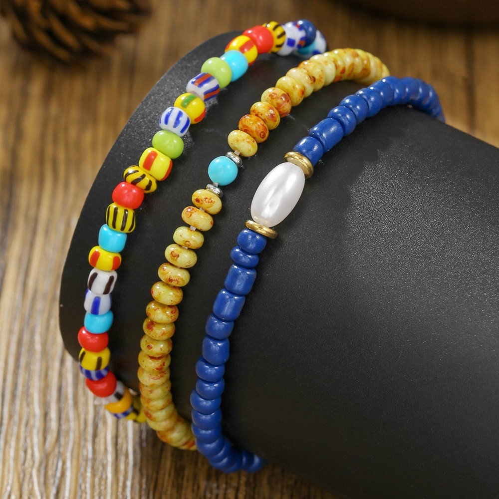 Colorful Beaded Bracelet Set Boho Style Handmade Stretch Jewelry for Men Women