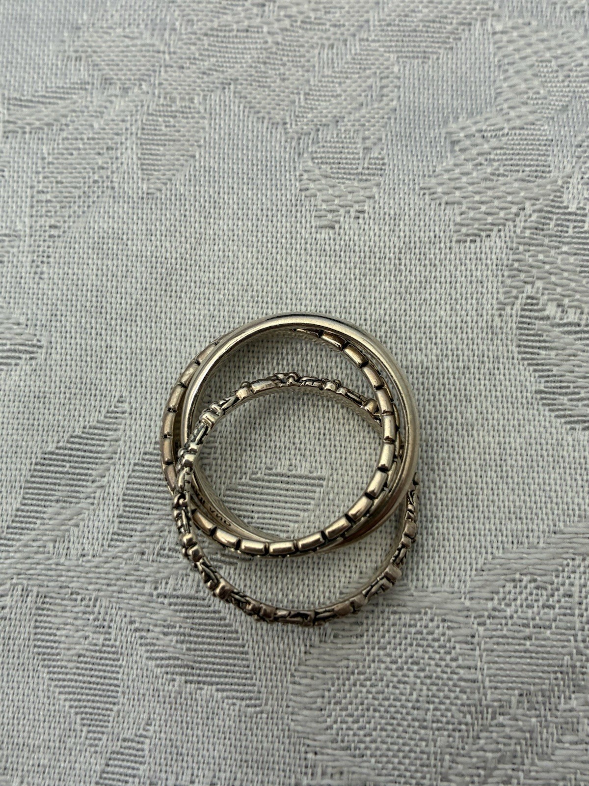 Jai By John Hardy Sterling Silver Triple Rolling Ring Floral Sz 9 New NIB