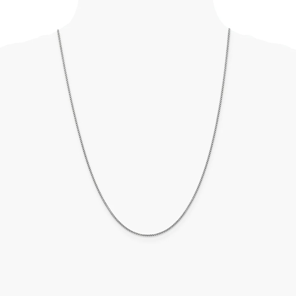 14K White Gold 1.5mm Semi-Solid Round Box Chain Necklace 16″-30″
