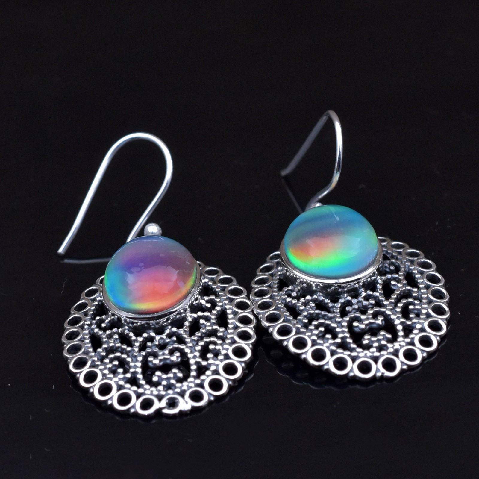 Aurora Opal Earring, 925 Sterling Silver Earrings, Handmade Boho Jewellery