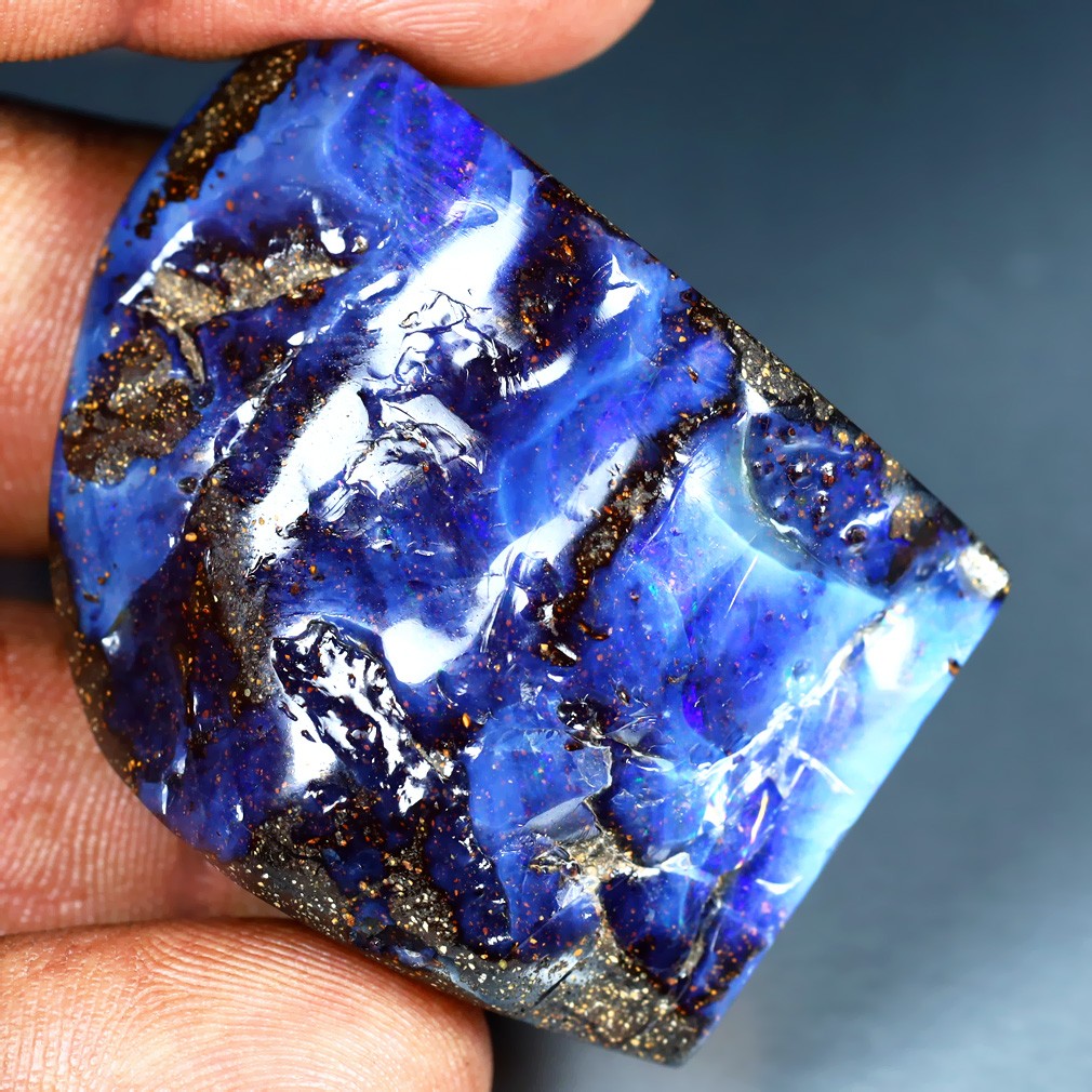 124.12 ct Fancy Shape (38 x 29 mm) Multi Color Australian Koroit Boulder Opal