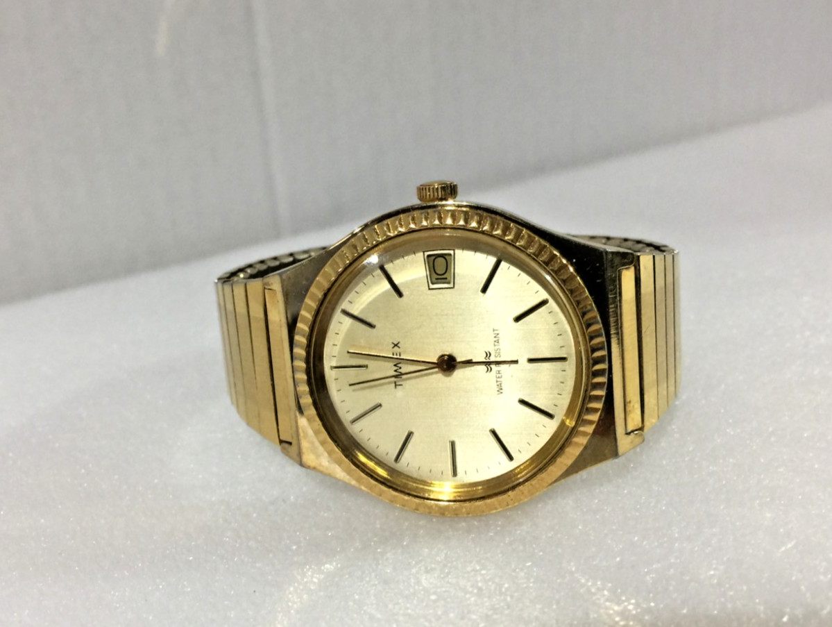 Vintage Timex Marlin Men’s Gold Tone Mechanical Wrist Watch With Date Working!