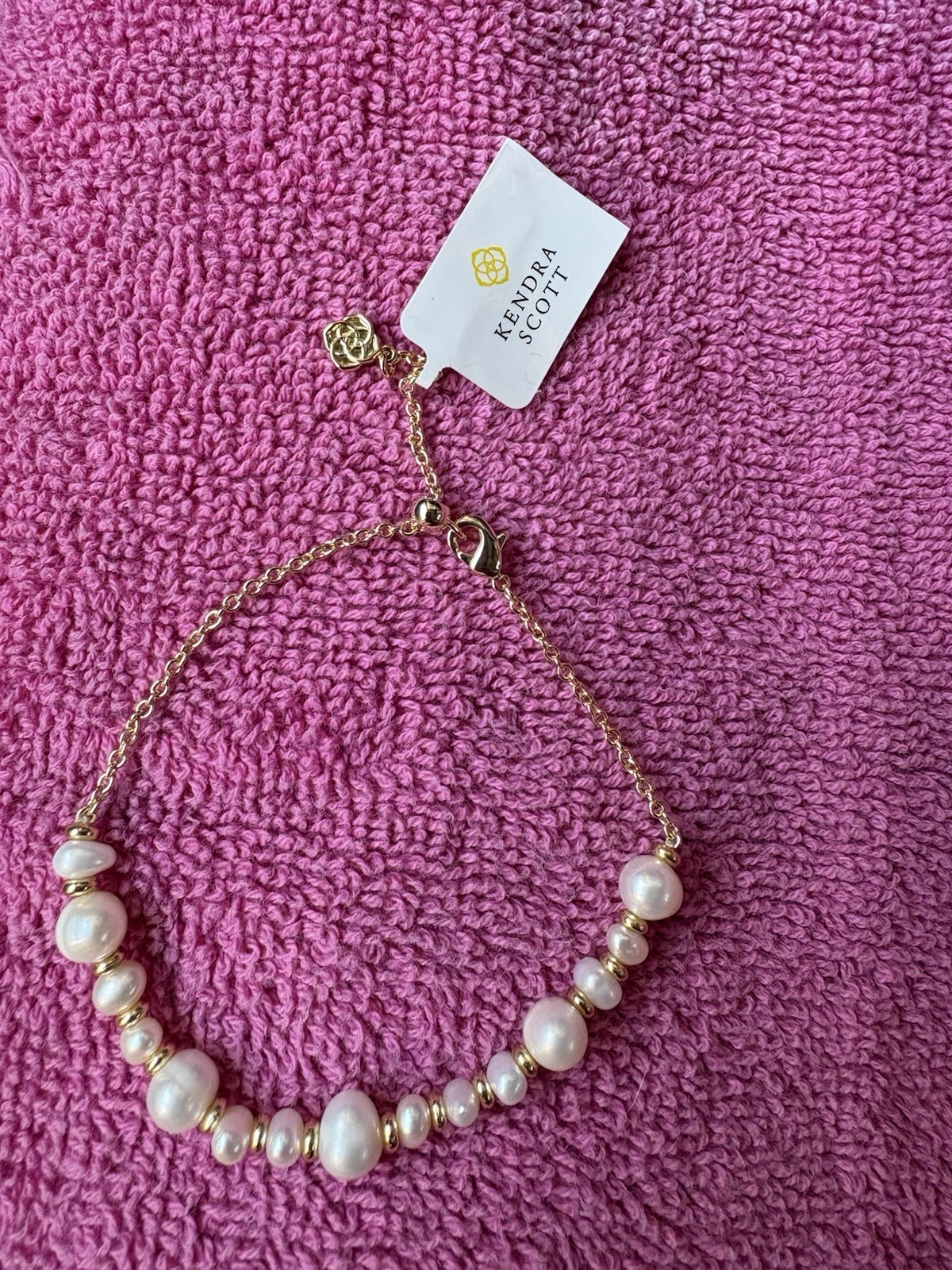Kendra Scott Jovie Gold Beaded Delicate Chain Bracelet in Freshwater Pearls