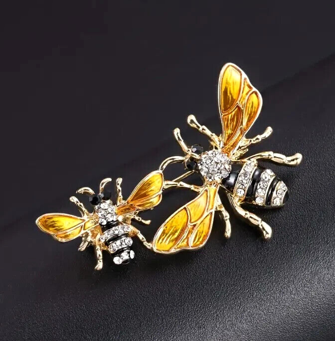 Fashion Shiny Rhinestone Honey Bee Brooch Men Women Holiday Gift New