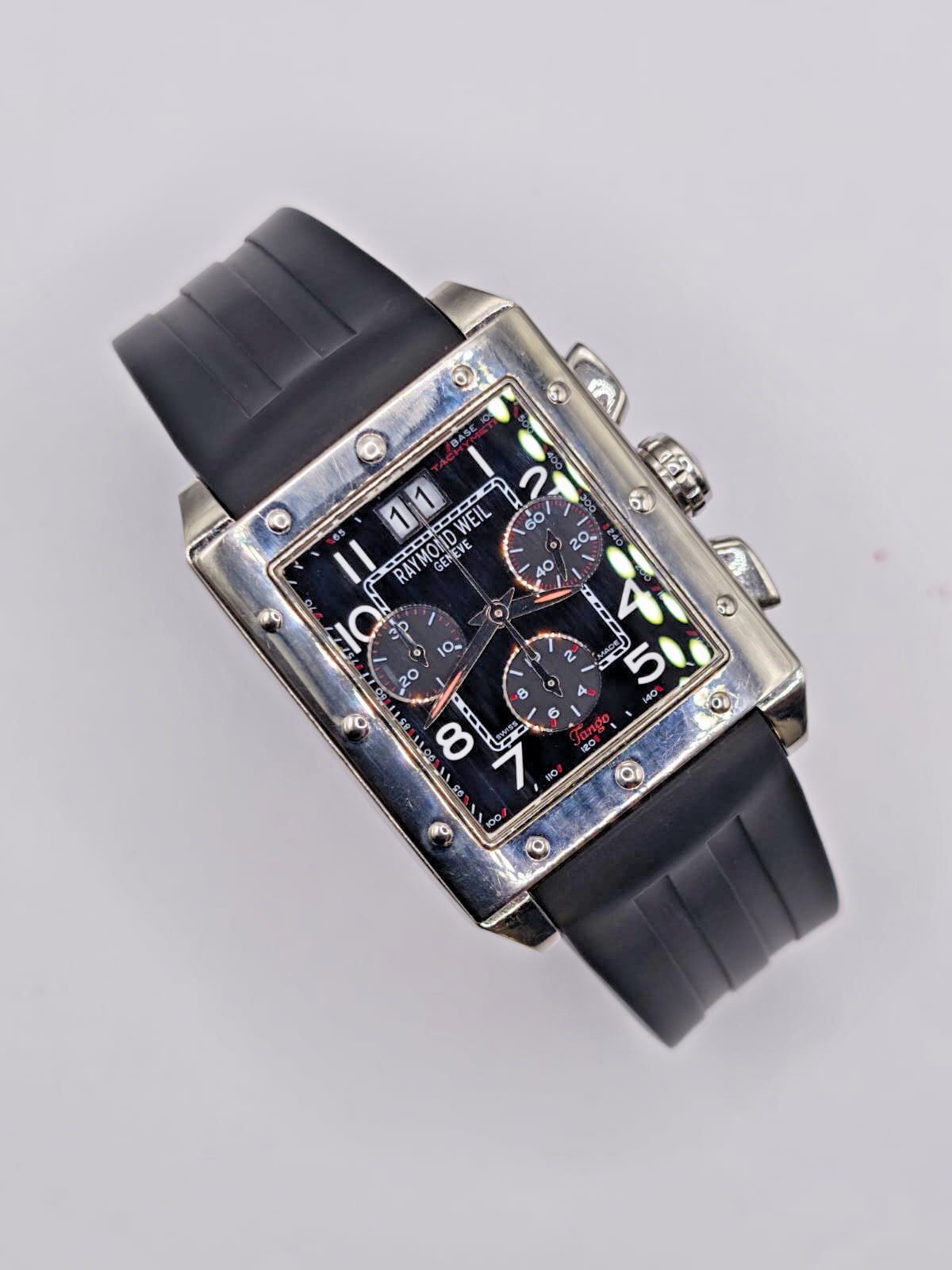 Raymond Weil Tango 4881/1 Chronograph Big Date Quartz Watch Rubber Strap