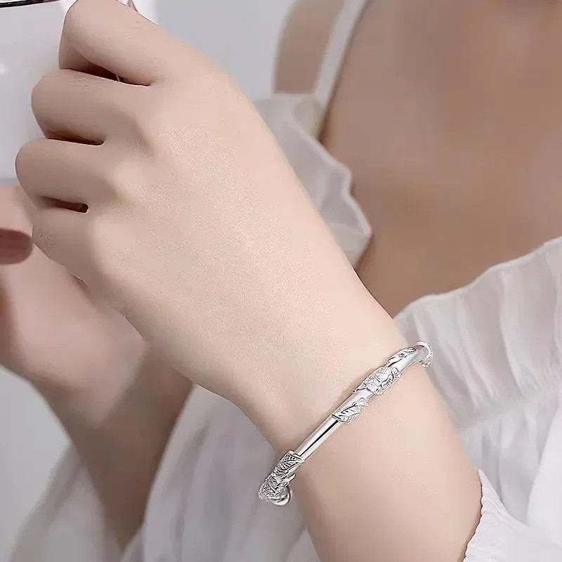 925 Sterling Silver Flower Bracelet Women Adjustable Luxury Party Jewelry