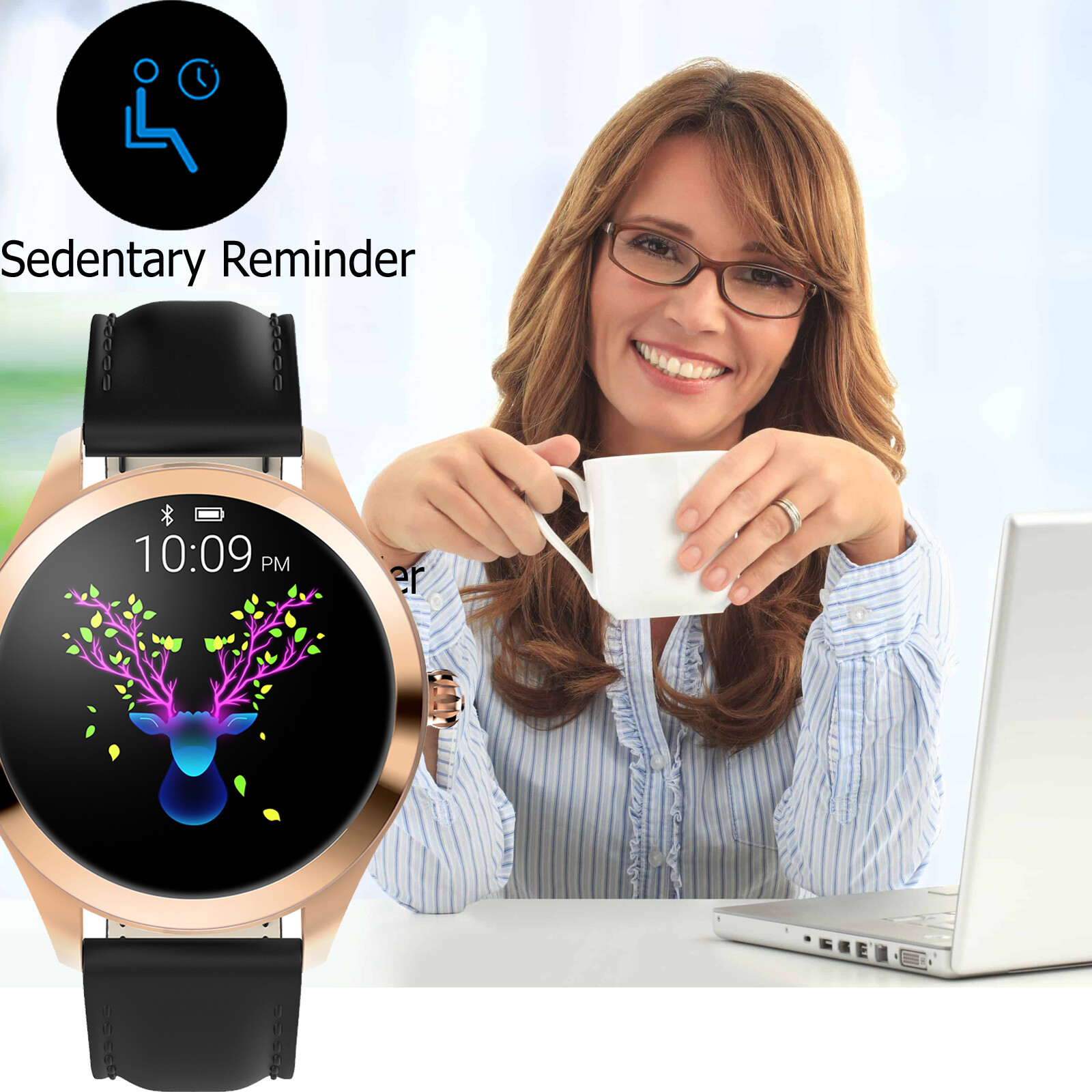 Women Smart Watch Fitness Tracker Sleep Monitor Smartwatch for Android iOS