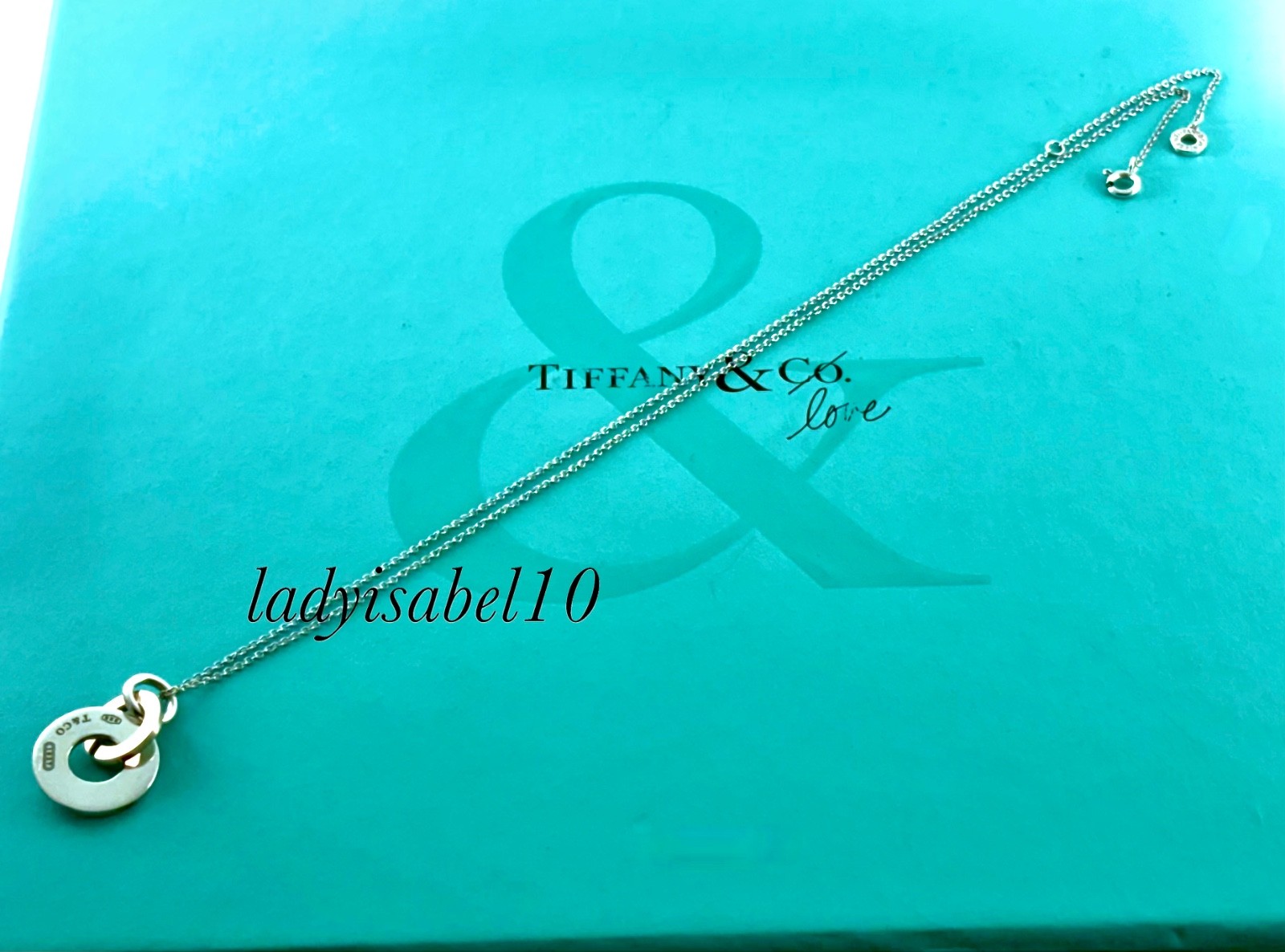 18.5″ Tiffany & Co 1837 Rubedo Silver Interlocking Drop Circle Adjust. Necklace