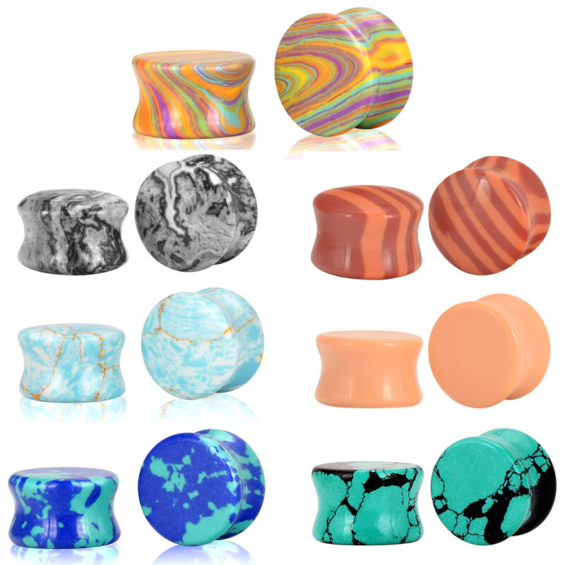 1PAIR Organic Saddle Ear Gauges Stone Ear Plugs Flesh Tunnels Stretcher Piercing