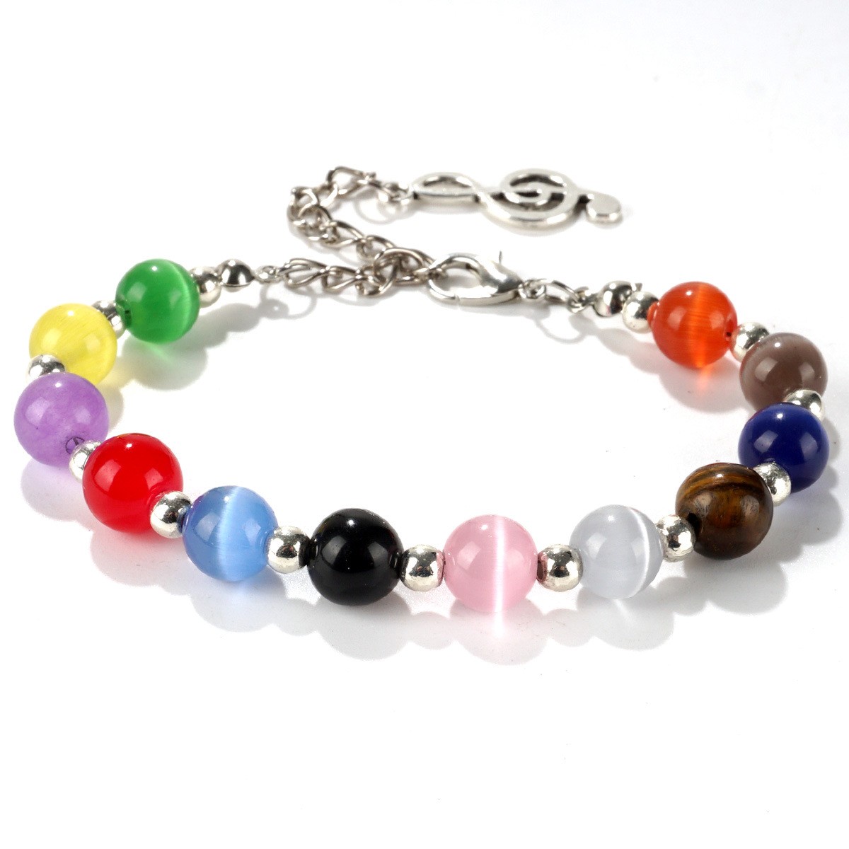 Women’s Fashion Bracelet with Exquisite Beads of Natural Rainbow Cat’s Eye