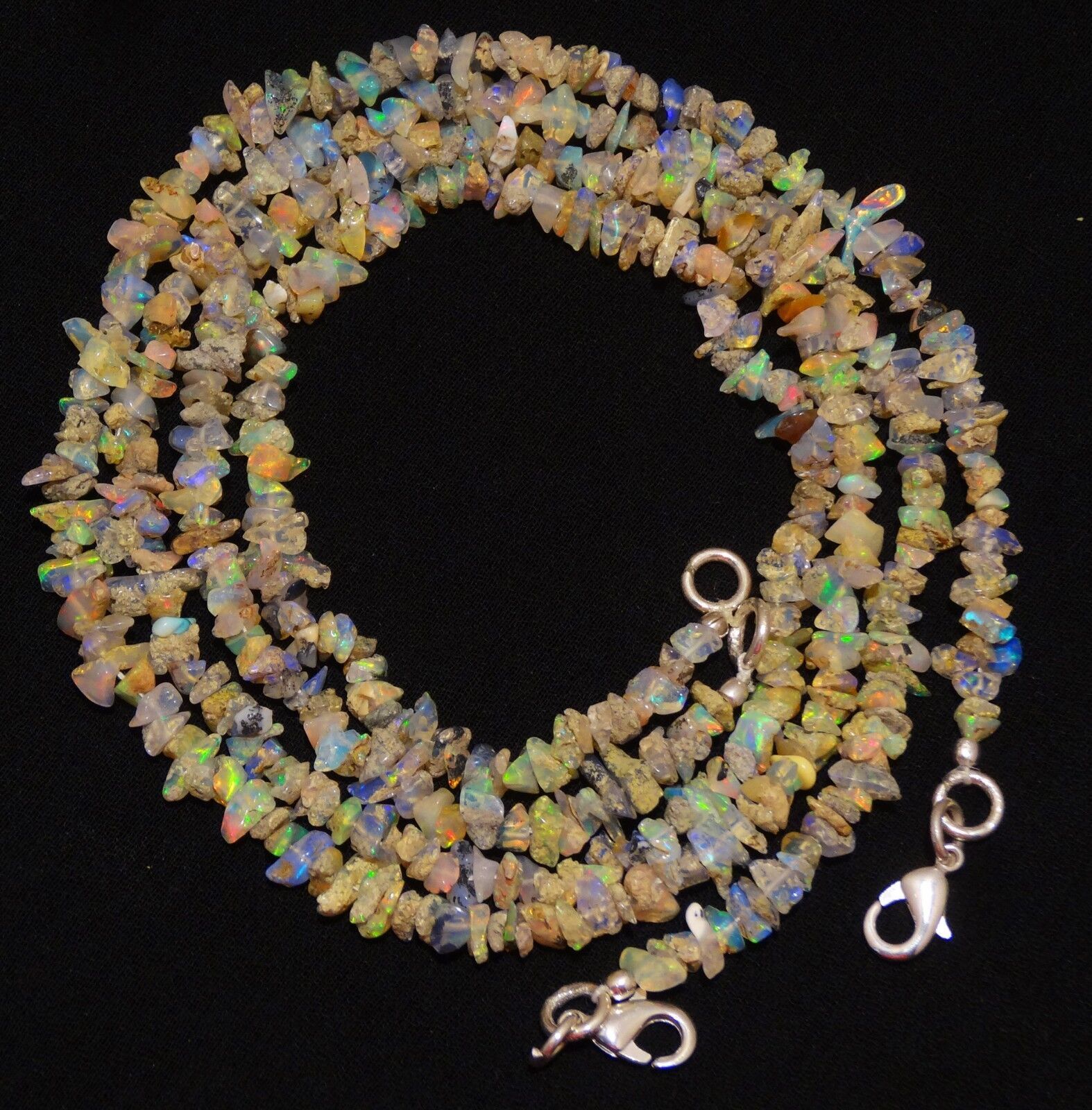 Natural Gem Ethiopian Welo Opal 4 to 5MM Approx. Uncut Beads Necklace 18 Inch