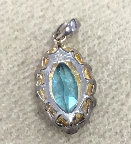 Sterling Silver 925 Blue & Clear Cz Pendant P112