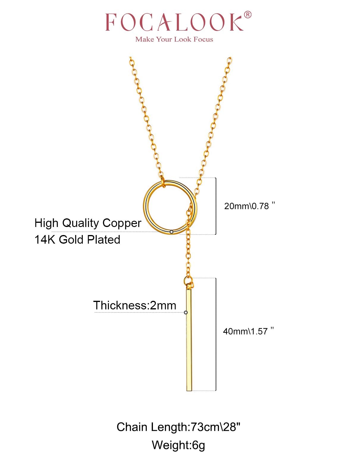 Long Gold Necklaces for Women 14K Gold Plated Drop Vertical Bar Pendant Laria…