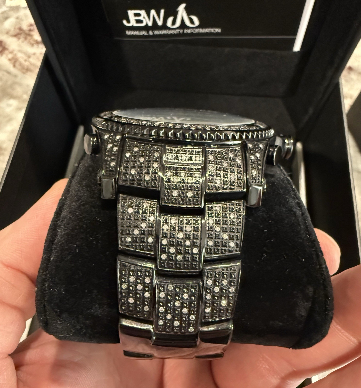 JBW Jet Setter 234 Diamond & Crystal 50mm Watch Black Multiple Time-Zone